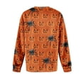 thumbnail image 4 of JGNGSHN Halloween Sweatshirt Women Long Sleeve Flannel Dropped Shoulder Sweater Top Spider Pumpkins Print Shirts Spooky Season Pullover Oversize Fall Clothes, 4 of 5