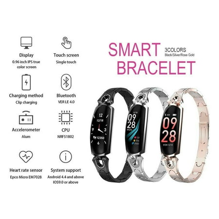 - Women Fashion Waterproof Diamond Bluetooth Smart Watch Lady Women Bracelet Wristband for iOS Android Great Gifts-Black