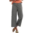 thumbnail image 1 of Pantalones vaqueros de pierna ancha con botones sólidos para mujer Pantalones casuales de cintura bajaGris oscuroPequeño, 1 of 5