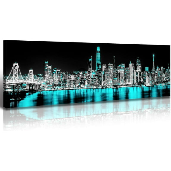 Aaheei San Francisco Poster Wall Art- Golden Gate Bridge Black and White City Skyline San Francisco Wall Art Over Bed Wall Decor Architecture Landscape Paintings Home Decorations