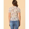 thumbnail image 3 of Allegra K Blusa De Peplum Fruncida Con Cuello Anudado Y Volantes Florales Para Mujer Beige XS, 3 of 6