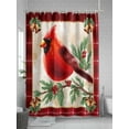 thumbnail image 5 of Christmas Cardinal Shower Curtain Set ，Waterproof Fabric Shower Curtains Red Bird Berry Holly Bells Red Plaid Shower Curtains for Bathroom,Bathroom Decor 36"x72", 5 of 6