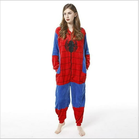 Spider Cosplay Winter Pajamas Hooded Jumpsuit Fleece Adult Onesie Kids Flannel Warm Sleepwear