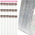 thumbnail image 2 of SUTENGDA 18 Pcs Guirlande de Cheveux à Clipser Extensions de Cheveux 19.6 Pouces Kit de Guirlande de Cheveux à Clipser Résistant à la Chaleur Scintillant Féerique Accessoires pour Cheveux pour Enfants Filles Femmes (Argent), 2 of 7