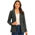 thumbnail image 1 of Blazers para mujer Chaqueta tipo blazer a cuadros con solapa con muesca Boyfriend Gris Negro M, 1 of 6