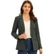 thumbnail image 1 of Blazers para mujer Chaqueta tipo blazer a cuadros con solapa con muesca Boyfriend Gris Negro S, 1 of 6