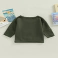thumbnail image 4 of Chandail à Col Rond pour Bébé Garçon Fille avec Poche, Chandail à Manches Longues Couleur Unie pour Enfants, Hauts Décontractés Rouge Brunâtre 1-2 Ans, 4 of 8