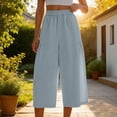 thumbnail image 5 of BUIGTTKLOP Capri Pants for Women High Waisted Cropped Lounge Pants Wide Leg Pleated Summer Capris with Pockets, 5 of 6