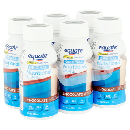 Equate Original Nutritional Shakes, Chocolate, 8 fl oz, 6