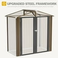 thumbnail image 5 of DWVO 6' x 4' Outdoor Storage Shed, Large Metal Tool Sheds, Heavy Duty Storage House with Lockable Doors & Air Vent for Backyard Patio Lawn to Store Bikes, Tools, Lawnmowers,Brown, 5 of 7