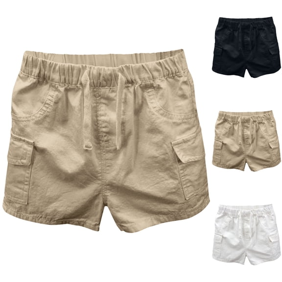 LIBRCLO Cargo Shorts for Boys Size 4 Years Elastic Waist Thin Quick Dry Durable Shorts with Multiple Pockets Khaki