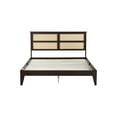 thumbnail image 3 of Queen Size Espresso Rattan Headboard Bed - Rubber Wood Frame, Solid Wood, 84.7"x63.8", Bedroom Furniture. Easy Assembly, Storage, 3 of 21