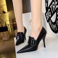 thumbnail image 5 of Zapatos de tacón medio de lujo para boda con hebilla de cinturón puntiaguda y tacón súper alto con copa de vino para mujer, 5 of 5
