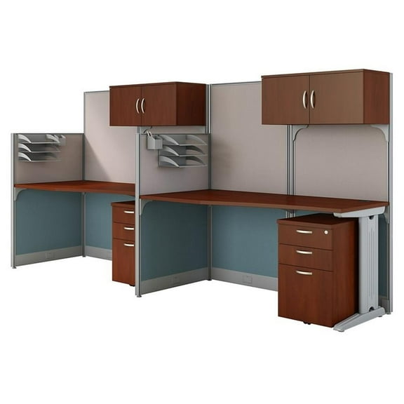 Scranton & Co Furniture 2 Person Cubicle in Cherry