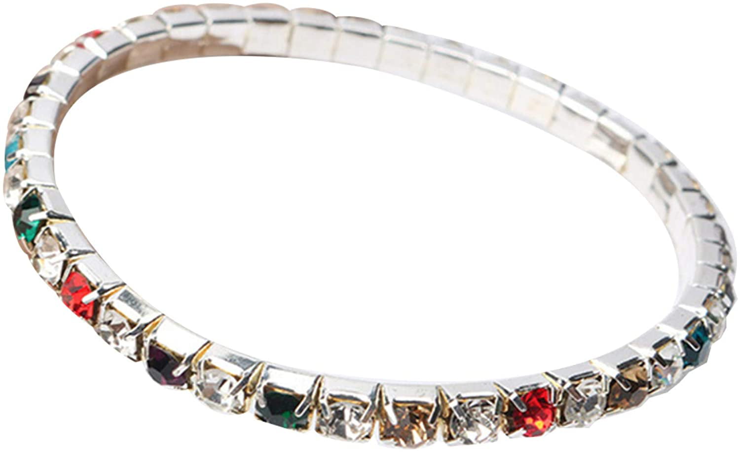 Luxury Single Row Full Rhinestone Inlaid Bracelet Elastic Bangle Jewelry for Women Men Girls Boys 