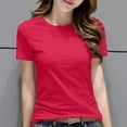 thumbnail image 3 of Fashion Olyvenn Women's Cotton Short Sleeve Shirts UPF 50+ Soft Breathable Crew Neck T-Shirts Summer Fashion Solid Basic Tops Hot Pink XL, 3 of 4