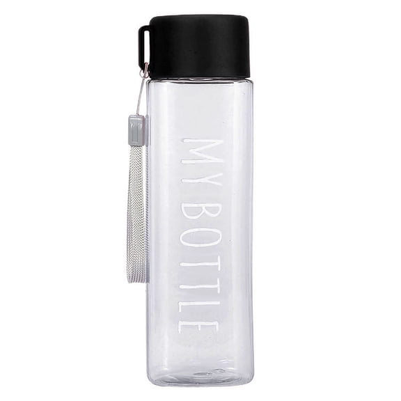 Biplut 500ml Sports Bottle Large Capacity Fall Resistant Portable Square Water Mug with Handle for Camping (Black)