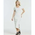 thumbnail image 2 of 3 Pack: Women's Ribbed Jersey Crew Neck Short Sleeve Midi Length Dress With Side Slit, 2 of 6