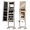 White-63.5in, variant on Jewelry Armoire Cabinet Standing,full length mirror with jewelry storage,Lockable jewelry mirror organizer with stand,Interior Lighted Mirror,for Women Girl