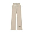 thumbnail image 4 of XIAfhje Linen Pants Women Straight Leg Pants Capris Pants For Casual Summer Cotton Linen 3/4 Pants Wide Leg Capris Lightweight Baggy Cropped Trousers Palazzo Harem Pants Flowy Beach Pants, 4 of 5