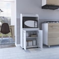 thumbnail image 4 of Newboti Furniture Kira Kitchen Kart, Double Door Cabinet, One Open Shelf, Two Interior Shelves -White 32025, 4 of 7
