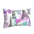 thumbnail image 2 of Binfone Eiffel Tower And Hearts Standard Size Pillowcase, Long Staple Pure Cotton Envelope Closure Pillow Cover,16"X24", 2 of 9