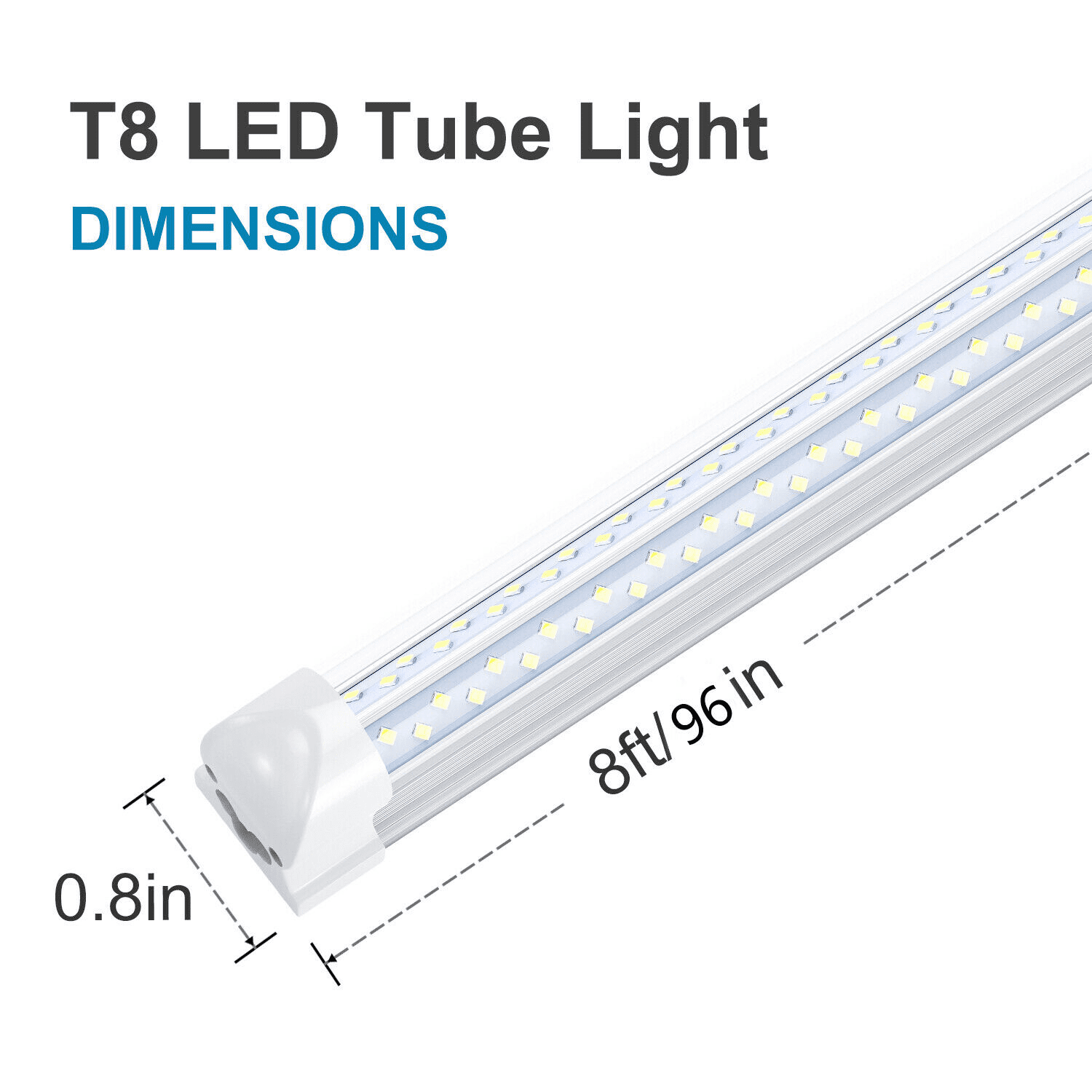 6PCS 120W 8' LED Tube Light Garage Bulbs T8 Linkable 8FT LED Shop Light Fixture
