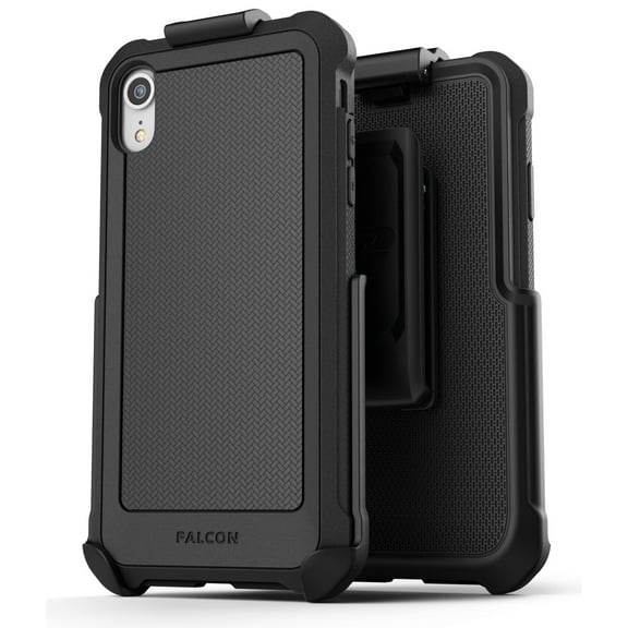 iPhone XR Belt Clip Case with Holster Rugged Protective Cover (Falcon) Black