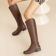 thumbnail image 5 of LOVE STEETLY Women's Knee High Low Heel Riding Boots, Side Zipper Round Toe Faux Leather Casual Comfort Versatile Boot, 5 of 6
