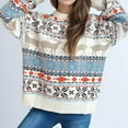 thumbnail image 4 of Oversized Sweaters for Women Fair Isle Crew Neck Striped Christmas Sweater Fashion Comfortable Fall Winter Long Sleeve Pullovers Top Multicolor, 4 of 7