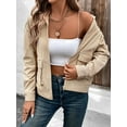 thumbnail image 6 of Cuteduck Women Corduroy Fall Fashion Jacket Zip Up Waffle Knit Casual Shacket Long Sleeve Lapel Coat with Pocket S-XL, 6 of 7