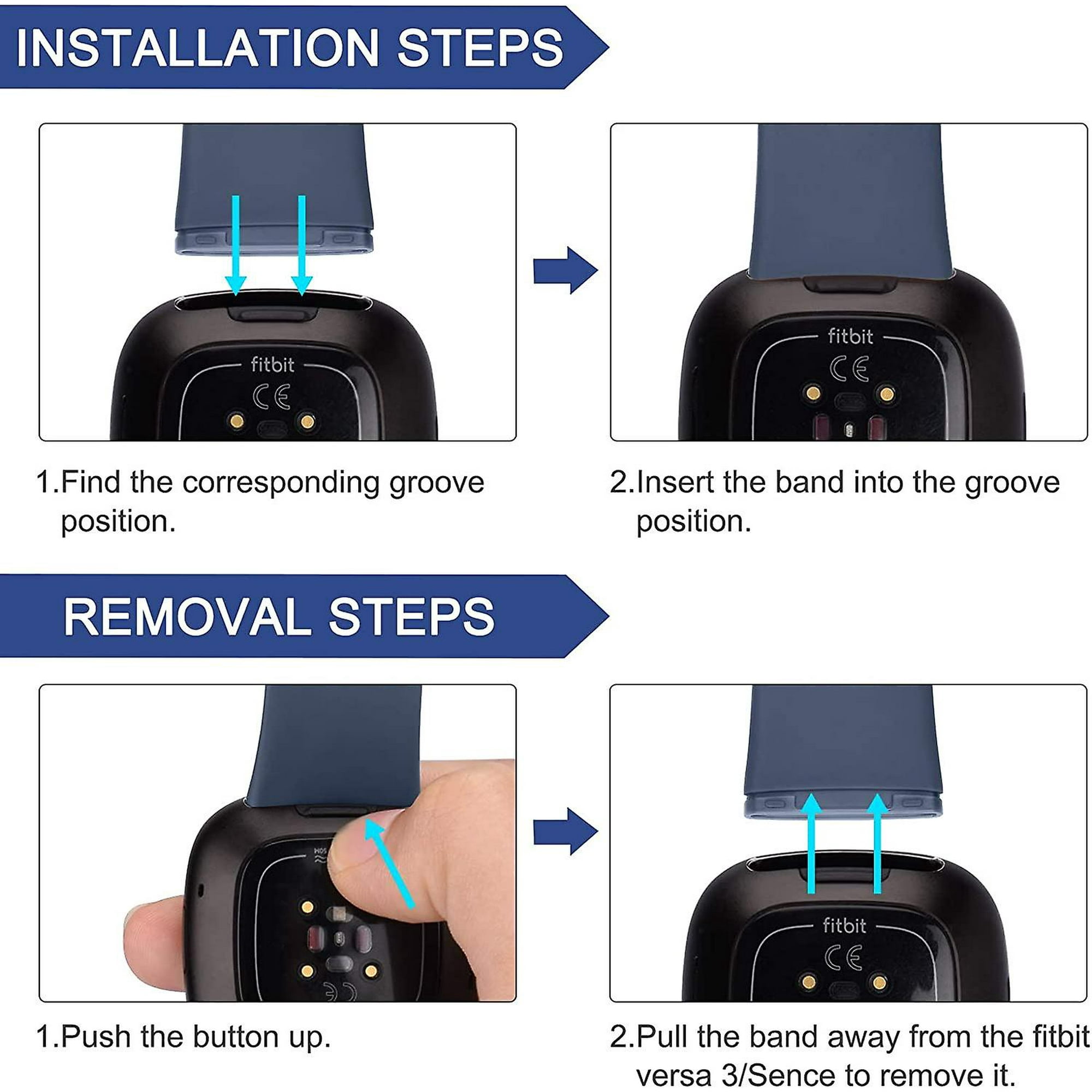 Bomveson 3 Pack Strap Compatible For Fitbit Versa 3 Strap Fitbit Sense Strap Soft Silicone Replacement Strap For Fitbit Versa 3 Fitbit Sense Sm