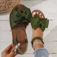 thumbnail image 2 of KEGIRLOM Women's Fashion Casual Spring And Summer Outer Wear Bow Round Toe Open Toe Elastic Back Flat Heel Flat Sandals Army Green 7.5, 2 of 7