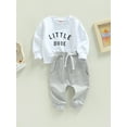 thumbnail image 2 of Loliuicca Toddler Baby Boy Clothes Solid Color Long Sleeve Crewneck Sweatshirt Top Casual Pants Set 2Pcs Fall Winter Outfits, 2 of 7