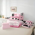 thumbnail image 6 of Manfei Black Pink Ombre Twin Bedding Sets 7pcs for Girls, Bow Knot Monogrammed Bedding Comforter Set, Personalized Letter U Sheet Sets, Breathable Home Decor, 6 of 8
