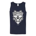 thumbnail image 2 of Drawn Tribal Wolf Animal Lover Mens Graphic Tank Top, Navy, Large, 2 of 3