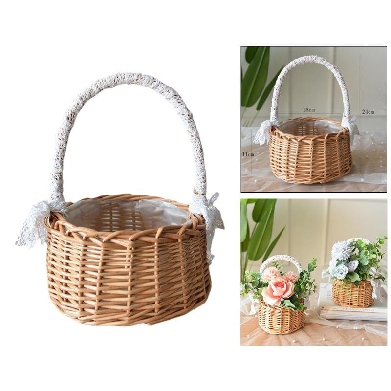 Rattan Woven Storage Basket Wedding Flower Arrangement Wicker Flower Pot 