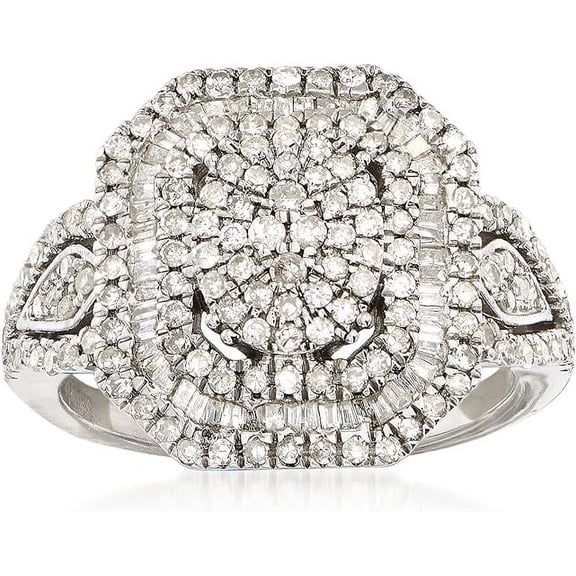 NYS Jewellrs 925 Sterling Silver 1.50 Ct Round Cut White Diamond Wedding Engagement Cluster Ring 14K White Gold Plated For Women's -5