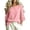 Pink, variant on hoksml Women's Cotton Linen Round Neck 3/4 Bell Sleeve Blouse with Eyelet Trim, Loose Fit Casual Summer Daily Wear Top