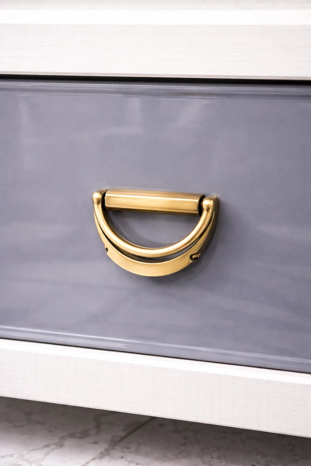 Global Antique Vintage Brass Drop Drawer Pull Handle, Half Moon Dresser Cabinet Hardware, Antique Style Furniture Handle (Set of 6)