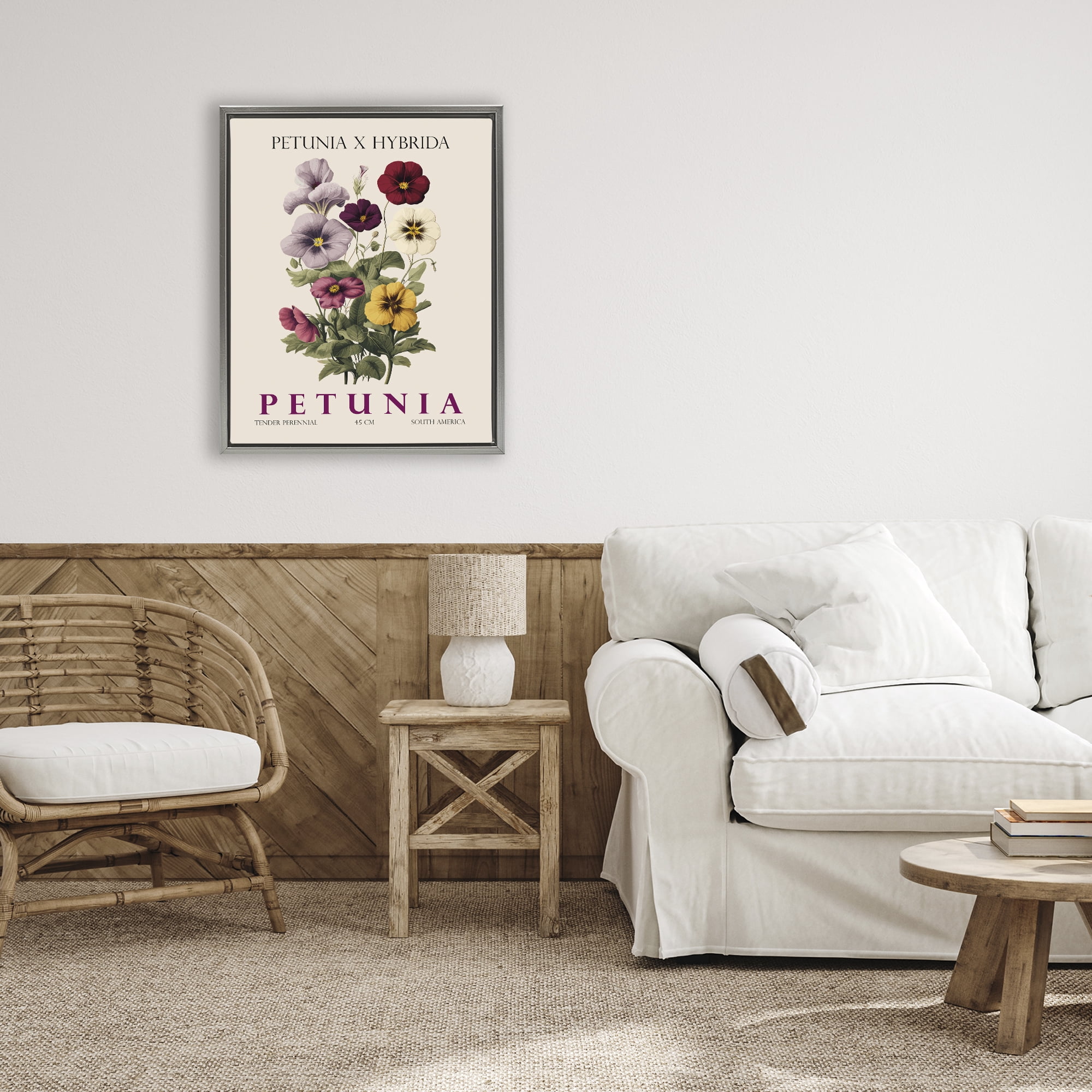 Stupell Industries Natural Petunia Bundle Gray Framed Floater Canvas Wall Art, design by Christopher Giampietro