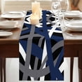 thumbnail image 3 of Table Runners 108 Inches Long Dress Scarves, Navy Blue Black Geometric Farmhouse Coffee/Dining/Kitchen Table Runner for Living Room, Modern Art Abstract Grey Line 13x108 Inch, 3 of 9