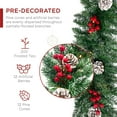 thumbnail image 3 of 9ft Pre-Lit Christmas Garland with 50 Waterproof LED Light and Pine Cones and Berries, 220 Branches Battery Operated Christmas Garland Decoration for Xmas Holiday Party, 3 of 9