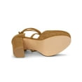 thumbnail image 3 of BLISSFUL STEP Women's Pumps Block Heels Platform Strappy Lace up Pumps Brown 8, 3 of 8