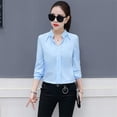 thumbnail image 2 of Fashion Women Sexy V-Neck Shirt Women OL Formal Long Sleeve Chiffon Blouse, 2 of 4