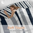thumbnail image 4 of Gray Navy Blue Striped Duvet Cover Set Twin Size, Modern 4 Piece Soft Microfiber Bedding Set with 1 Duvet Cover, 1 Flat Sheet, 2 Pillowcases, 4 of 9