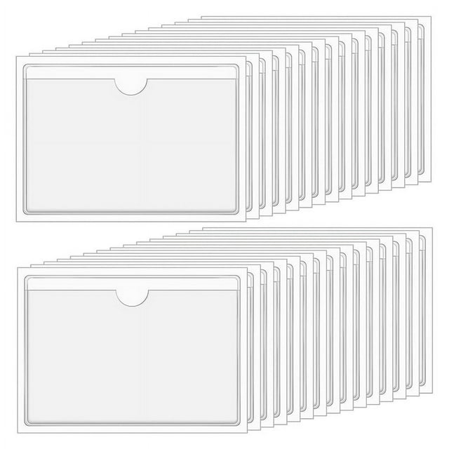 LOVEVER Clear Adhesive Pockets 4X6In Index Card Sleeves Self with Top Loading Label (30 PCS)