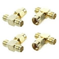 thumbnail image 4 of 4 Pcs RP SMA Male to Two RP SMA Female Triple T RF Adapter Connector 3 Way Splitter, 4 of 5
