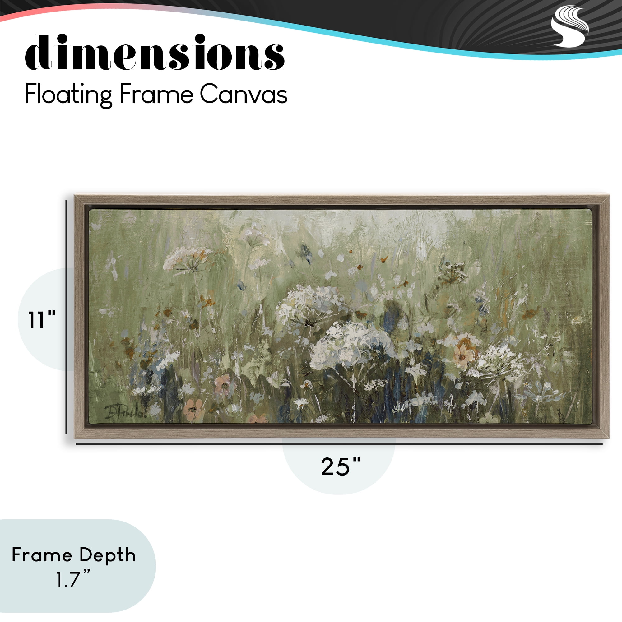 Stupell Industries Mistful Summer Meadow Scene Brown Framed Floater Canvas Wall Art, design by Patricia Pinto