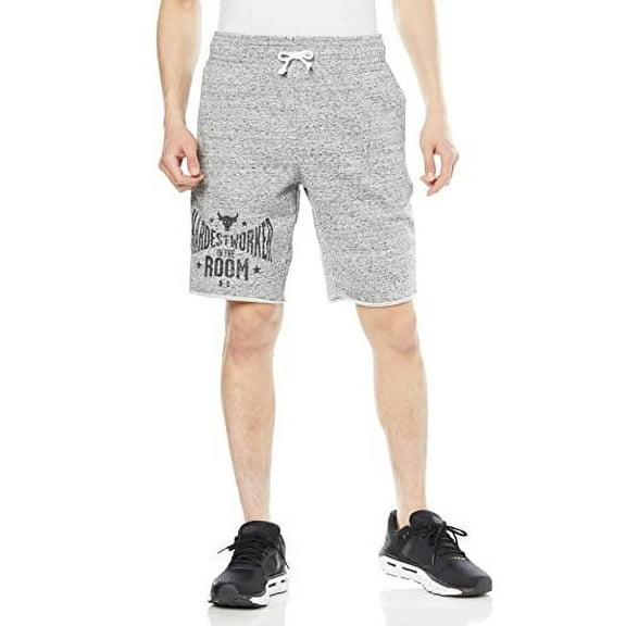 Under Armour Mens UA Project Rock Terry Fleece Shorts L Gray 1370459-112